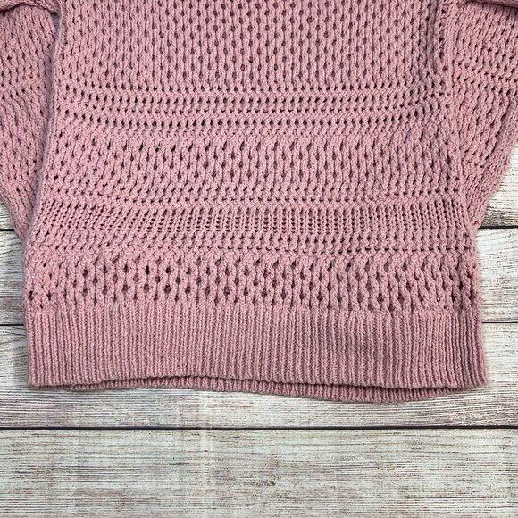 American Eagle Outfitters Women's Pink Crochet Knit Sweater Size Small AEO - Picture 3 of 12